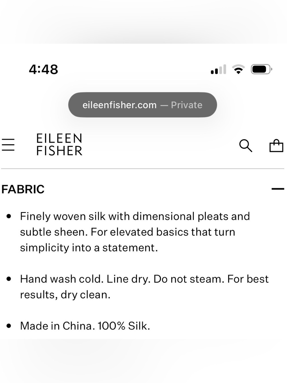 NWT EILEEN FISHER Pleated Silk Bateau Neck XS 100% silk current season $238 - Picture 8 of 9